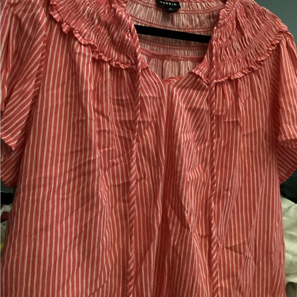 Torrid Striped Blouse Front Ties Women's Size 0 (Large/Size 12) NWOT - Picture 5 of 7